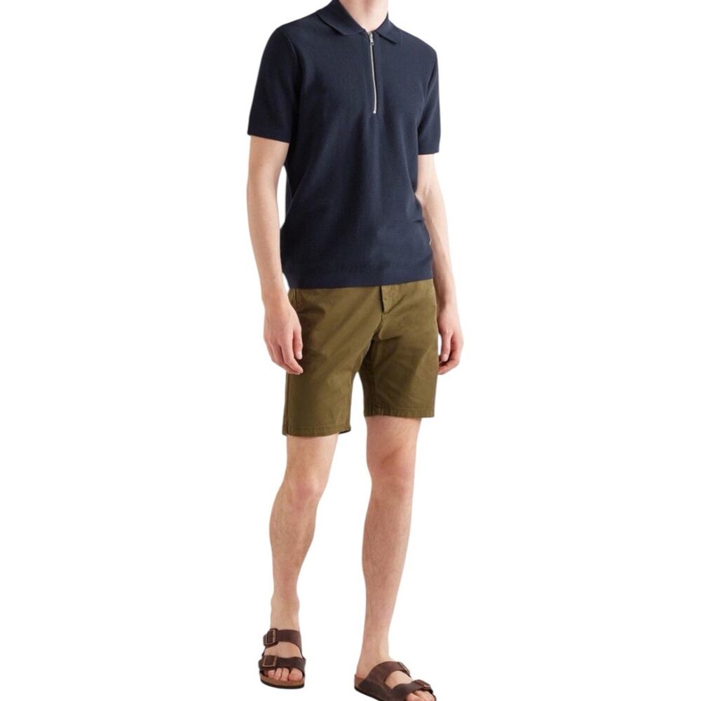 NN07 -No Nationality Hansie Ribbed Cotton Half-Zip Polo Shirt - Blue Size L
